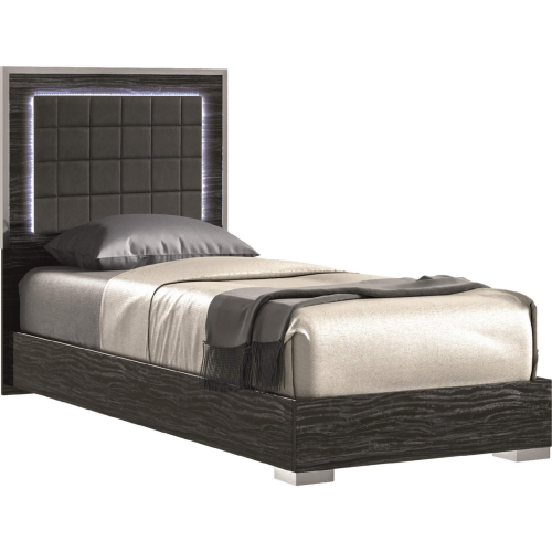 Alice Twin Bed in Gloss Gray Finish & Chrome